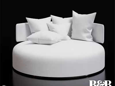 White Round Two Seater Sofa With Soft Cushions And Modern Design 3d model