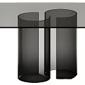 Modern Glass Top Table Featuring Cylindrical Support Columns And Sleek Design 3d model