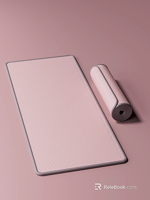 Pink Background Digital Phone Mat with Striped Design Rolled and Unrolled Versions 3d model 