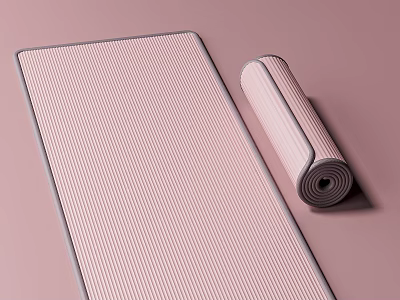 Pink Background Digital Phone Mat with Striped Design Rolled and Unrolled Versions 3d model