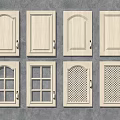 White Cabinet Doors With Various Panel Designs And Glass Lattice Details