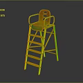 Kids High Chair With Yellow Seat Red Ladder Frame And Gray Armrests Design
