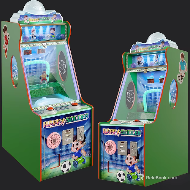 Colorful Happy Soccer Arcade Game Machines With Coin Operated Soccer Display And Buttons 3d model 