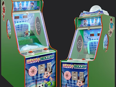 Colorful Happy Soccer Arcade Game Machines With Coin Operated Soccer Display And Buttons 3d model
