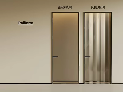 Poliform Hinged Doors With Frosted Glass And Ribbed Glass Features 3d model