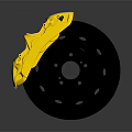 High Performance Car Tire With Black Brake Disc And Yellow Caliper Design