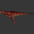 Red T-Rex Dinosaur 3D Model in Dynamic Stance on Gray Background
