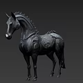 Exquisite Black Horse Sculpture Carved With Intricate Details And Artistic Design