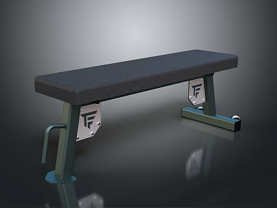 Fitness Bench With Black Padded Seat And Metal Frame Featuring F Logo Design 3d model