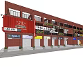 Commercial Street With Two Story Buildings Modern Storefronts And Shop Signboards