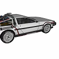White DeLorean Car With Sleek Design Gull Wing Doors And Red Accents