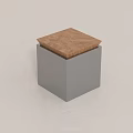 Minimalist Modern Stool With Wooden Top And Metal Triangular Frame Design 3d model