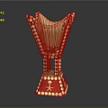 Red Trophy Design With Gold Palm Tree Emblem And Studded Base