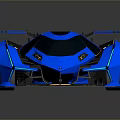 Blue Open Top Racing Car With Modern Sleek Body And Golden Wheels