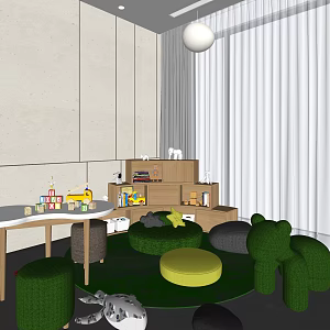 Modern Children's Desks and Chairs Kindergarten 3d model