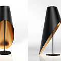 Modern Table Lamp Featuring Black Shade Gold Interior Unique Shape And Round Base 3d model