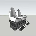 Modern Landscape Seating With Double Gray White Seats And Sturdy Metal Frame Design