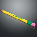 Yellow Pencil With Green BIC Logo And Pink Eraser For Daily Writing