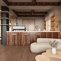 Serene Zen Chinese Tea House Interior Design With Artistic Wall Decor And Dried Plant Ornaments