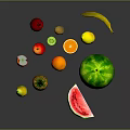 Fresh Assorted Fruits Display With Pineapple Pomegranate Pear Orange And Watermelon
