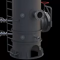 Heavy Duty Industrial Vertical Tank With Top Platform Guardrail Ladder And Pipeline Valve Connections