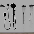 Black Shower System With Rainfall Head Handheld Sprayer And Body Jets In Modern Bathroom
