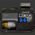 Yellow and Black Portable X300 Generator With Control Panel Cables And Small Device On Top