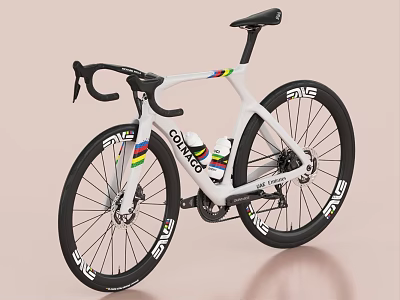 White Road Bike Featuring Colorful Stripes Colomo Brand Enve Wheels And Drop Handlebars 3d model