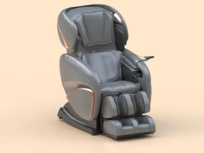 Modern Gray Leather Massage Chair With Ergonomic Design And Foot Massager Section 3d model