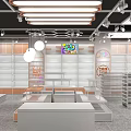 Modern Retail Store Interior Design With Display Shelves Product Stands And Bright Lighting 3d model