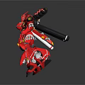 Red Mechanical Robot Mecha Figure With Detailed Armor And Standing Pose