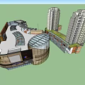 High Rise Residential Building With Modern Commercial Complex And Glass Facade Design