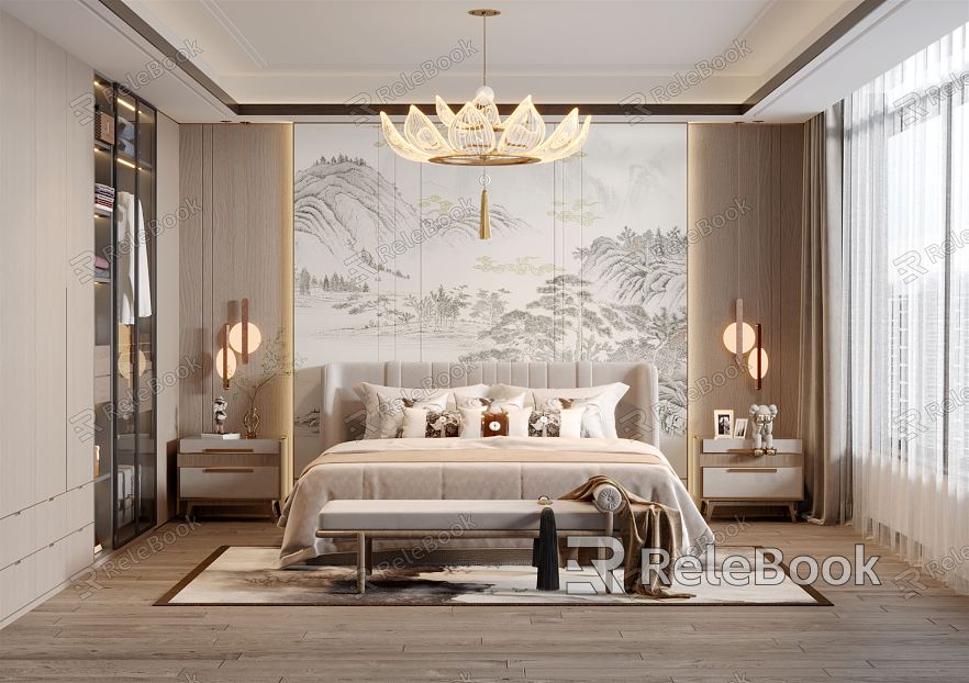 New Chinese bedroom model