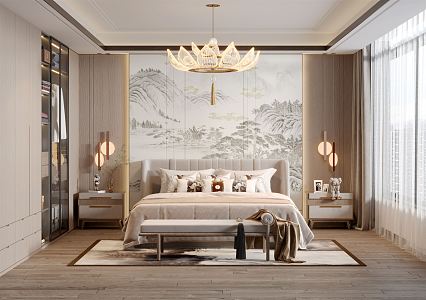 New Chinese bedroom 3d model