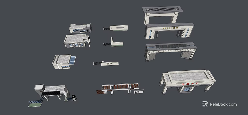 Modern Entrance Gate Design Models With Various Architectural Structures And Styles 3d model