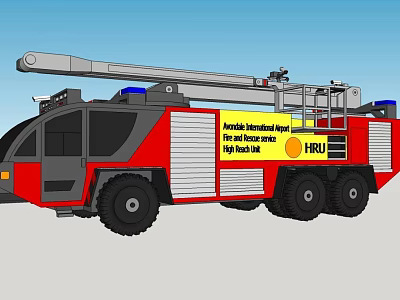 Red Fire Truck With Rescue Ladder HAU Unit And Fire Wall Escape System 3d model