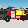 Red Fire Truck With Rescue Ladder HAU Unit And Fire Wall Escape System