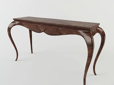 Wooden Console Table With Curved Legs And Elegant Classic Surface Design 3d model
