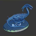 Blue Dragon Sculpture With Glowing Base And Decorative Eggs On Display Stand