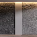 Natural Gray Stone Walls With White Vertical Partition And Warm Wooden Floor Interior