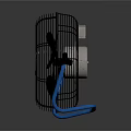 Electric Cooling Fan with Metal Mesh Cover Blue Base and Black Control Knob