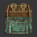 Vintage Rusted Treasure Chest With Green Patina And Gold Accents Detail