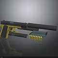 Yellow And Black Pistol With Silencer Magazine And Bullets