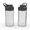 Two Transparent Water Bottles With Black Lid And Handle For Daily Use