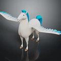 Magical White Pegasus Character Design With Blue Mane Tail And Feathered Wings
