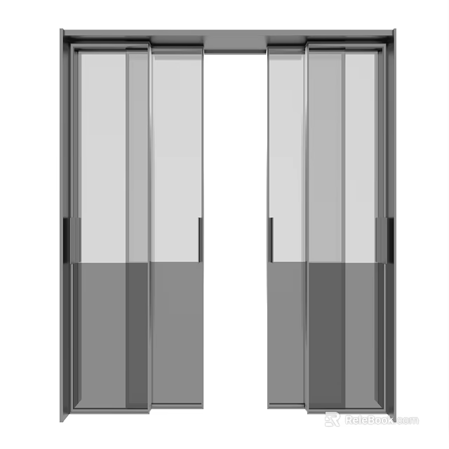 Modern Sliding Doors For Home Interior With Glass Panels And Metal Frames 3d model 