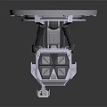 3D Model Of Futuristic Mechanical Device With Circular Ring Structure Square Top Gray Yellow Color Scheme