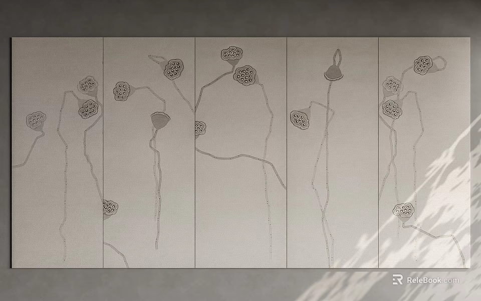 Modern Style Wall Panel With Delicate Floral Patterns And Simple Line Design For Interior Decoration 3d model 