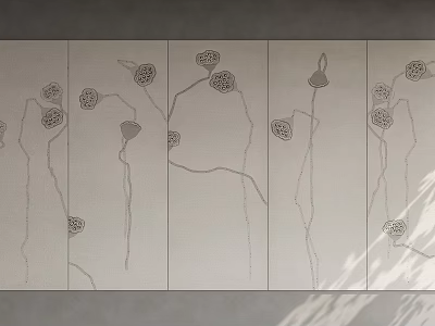Modern Style Wall Panel With Delicate Floral Patterns And Simple Line Design For Interior Decoration 3d model