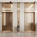 Modern Luxury Elevator Lobby With Golden Doors And Marble Floor Design